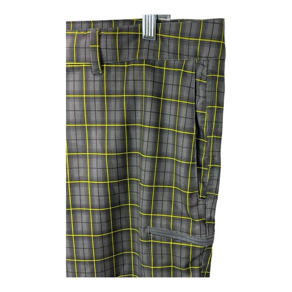 North Face FlashDry Shorts SZ 40 Gray Yellow Plaid Drawstring Cargo Pocket - Picture 3 of 9